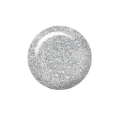 IBD Just Gel Polish Glitterstruck swatch in bright silver glitter for a bold, festive nail look.